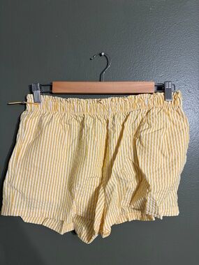 No Boundaries Yellow and White Striped seersucker shorts